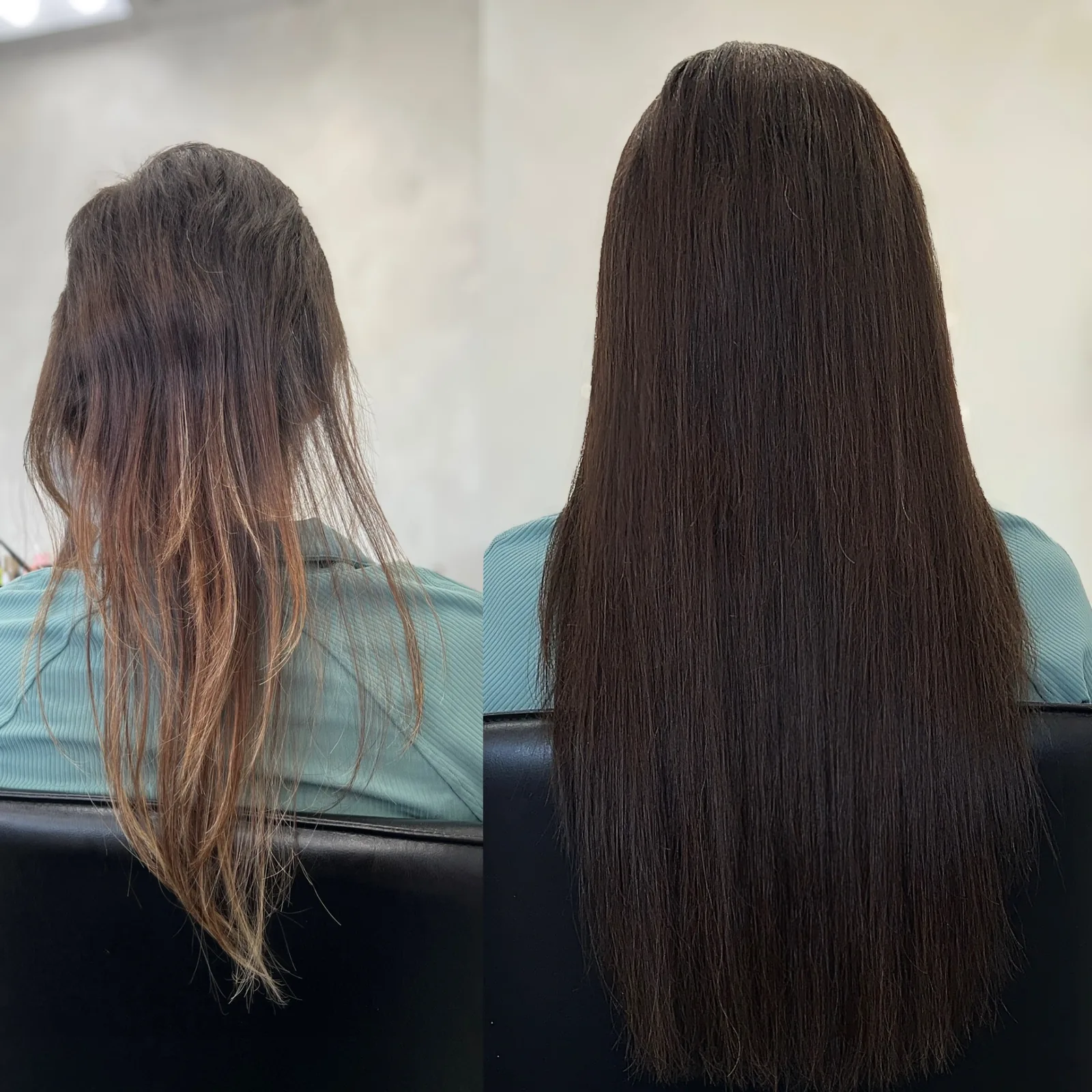 Brunette length transformation using tape-in extensions in Baton Rouge — @infinitehairstudiobr