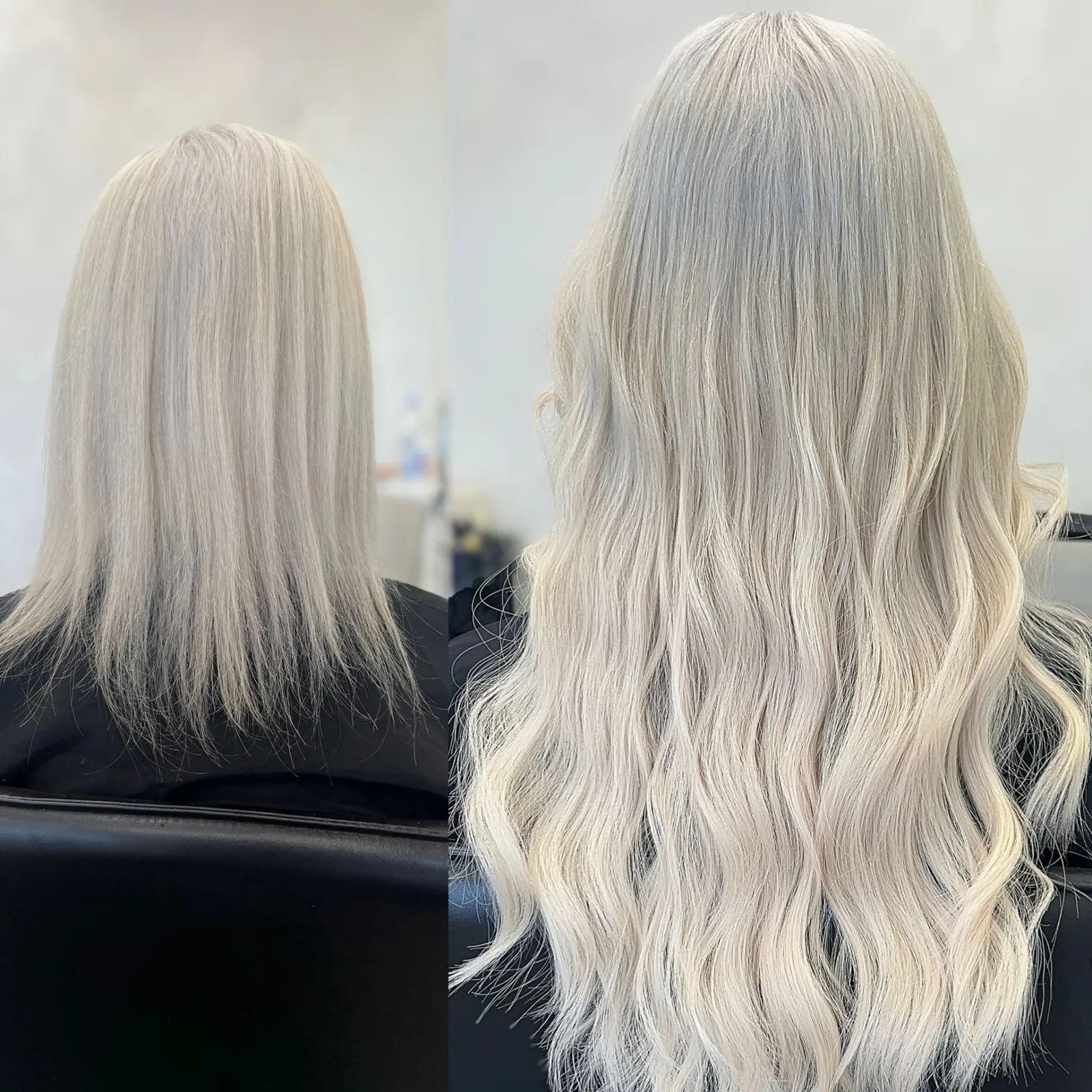 Platinum blonde length and volume from K-tip extensions, Infinite Hair Studio Baton Rouge — @infinitehairstudiobr